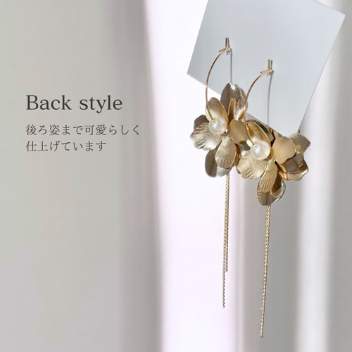 ビックゴールドフラワー フープピアス/フープイヤリング(ゴールド