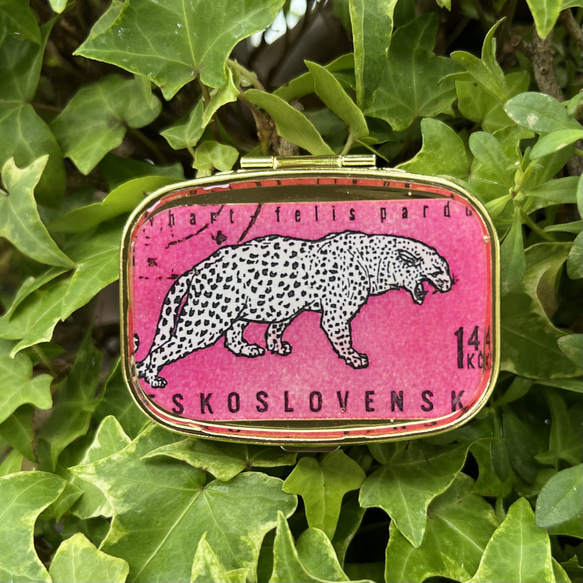 〔ピルケース〕おしゃれでかわいい！持ち運びしやすい外国切手のケース（チェコ　ヒョウ）ラッピング無料！プレゼントにも 8枚目の画像