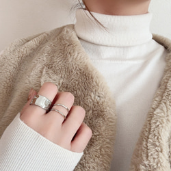 フリーサイズ◆重ねづけ風リング×ボリュームリング（ゴールド）/サージカルステンレス　指輪+フリーサイズ　春 金アレ対応 8枚目の画像