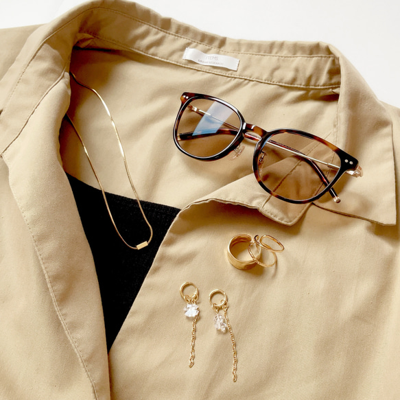 フリーサイズ◆重ねづけ風リング×ボリュームリング（ゴールド）/サージカルステンレス　指輪+フリーサイズ　春 金アレ対応 13枚目の画像