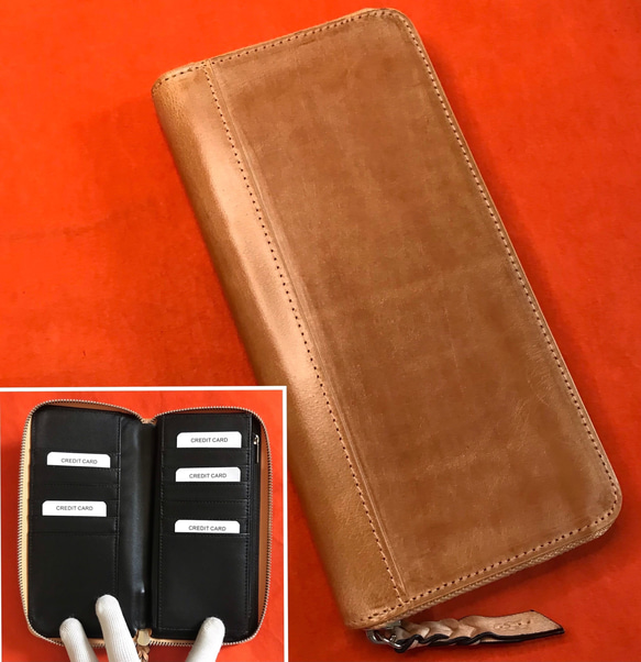 新作品 ブラウン ハンドメイド ブライドレザー ヌメ革本革 メンズ 長