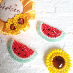 タケコブター コアラ スイカビーズ 刺繍 ブローチ ハンドメイド タケコブター コアラ スイカビーズ 刺繍 ブローチ ハンドメイド