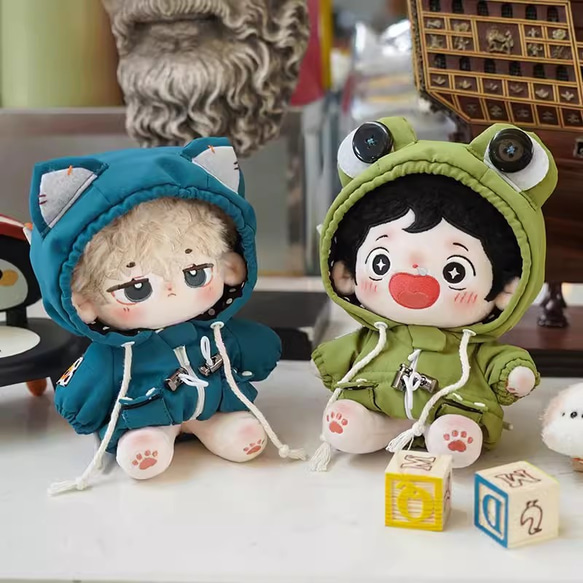 20cm着せ替えぬいぐるみ服 動物パーカー 3種類 着せ替え人形