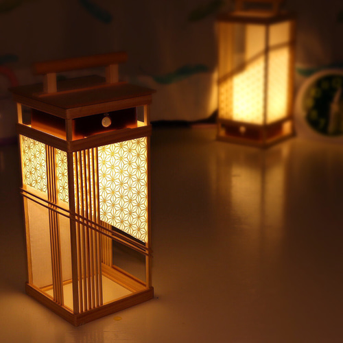 灯し紙『麻の葉｜健やかな葉柄』人感センサーライト 手持ち行灯 友禅