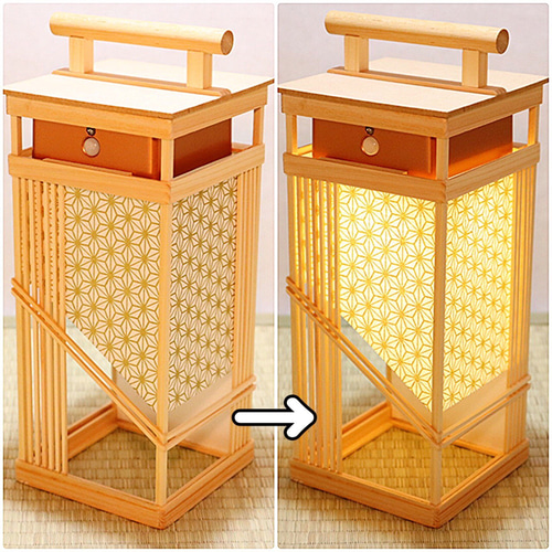 灯し紙『麻の葉｜健やかな葉柄』人感センサーライト 手持ち行灯 友禅