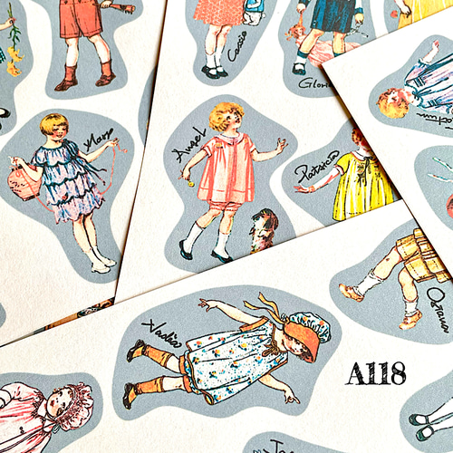 送料無料【A118コラージュ素材】レトロ 子供 人物 デザイン