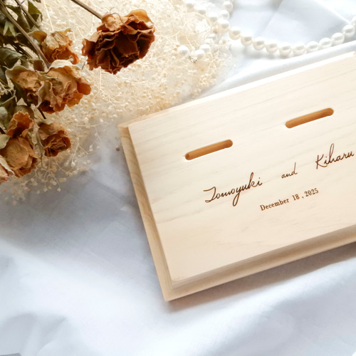 無垢の木のリングピロー 栗 メイプル 桧 リングスタンド リングピロー