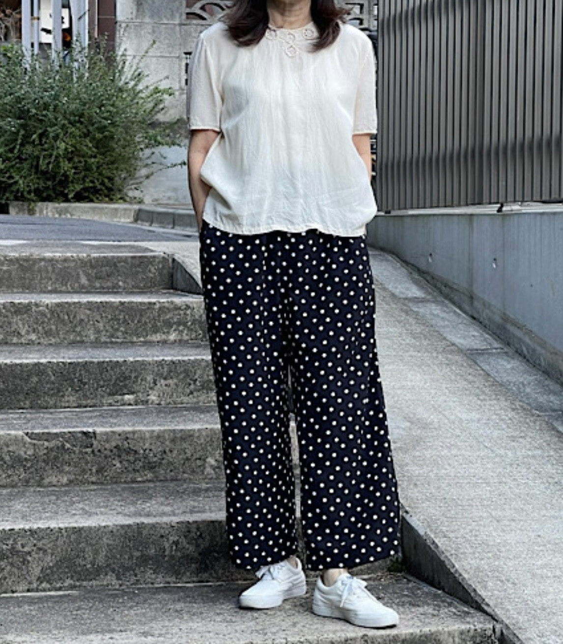 ヴィンテージ　イタリア　ドット柄キュロットパンツ