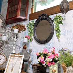 要問合せ♥️フレンチアンティーク風♥️レア　ヨーロピアン　リボン　ミラー　鏡 アンティークフレンチミラー.リボン フランスアンティーク