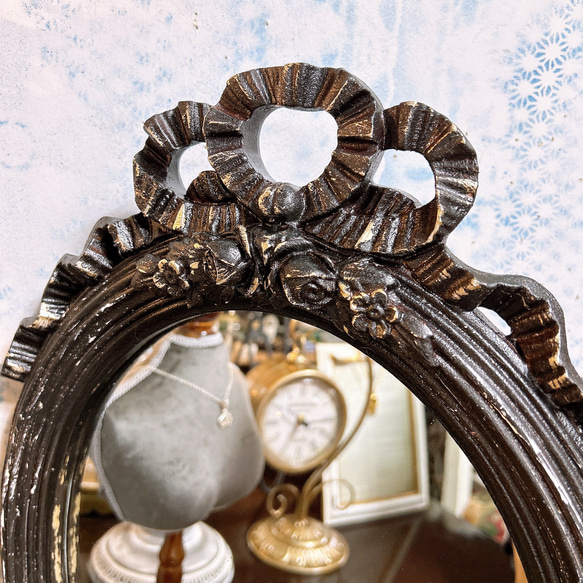 要問合せ♥️フレンチアンティーク風♥️レアヨーロピアンリボンミラー鏡