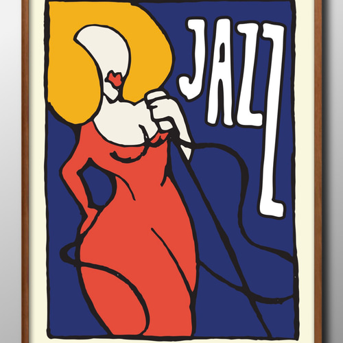 10672□ポスター アート 絵画『ジャズ JAZZ 音楽』北欧 A3 イラスト