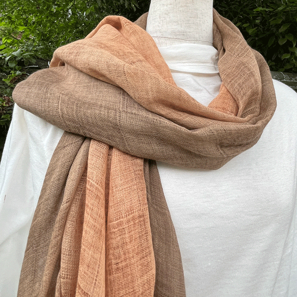 播州織柿渋染めストールK24075