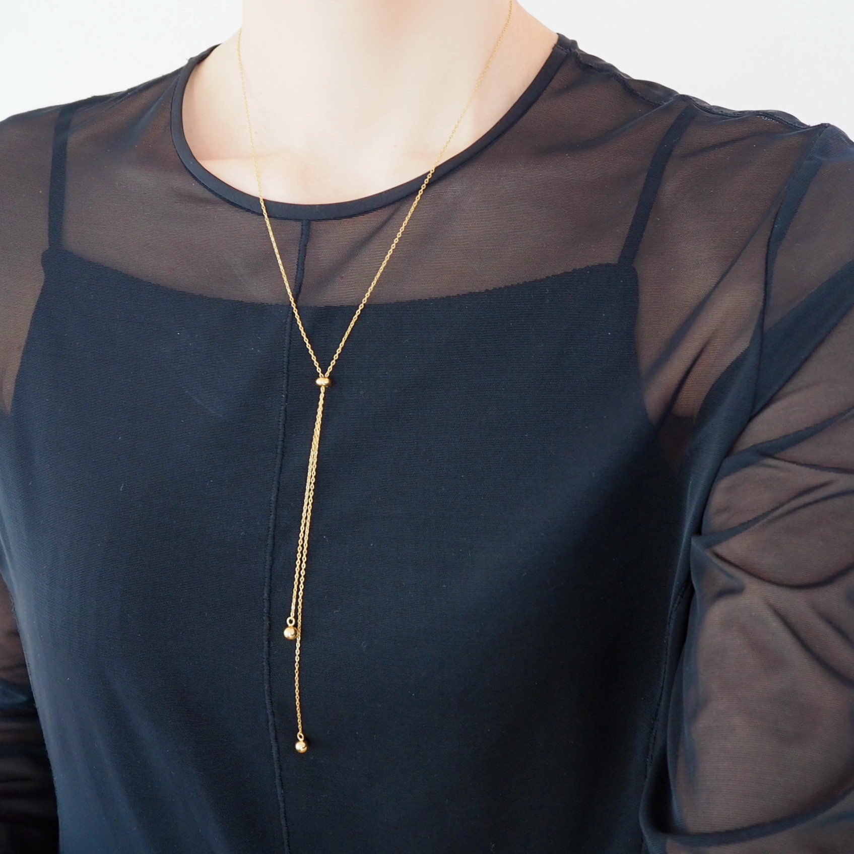 かぶるだけ✧︎金属アレルギー対応 Y字ネックレス 2way ゴールド オールサージカルステンレス N140 ラリエット