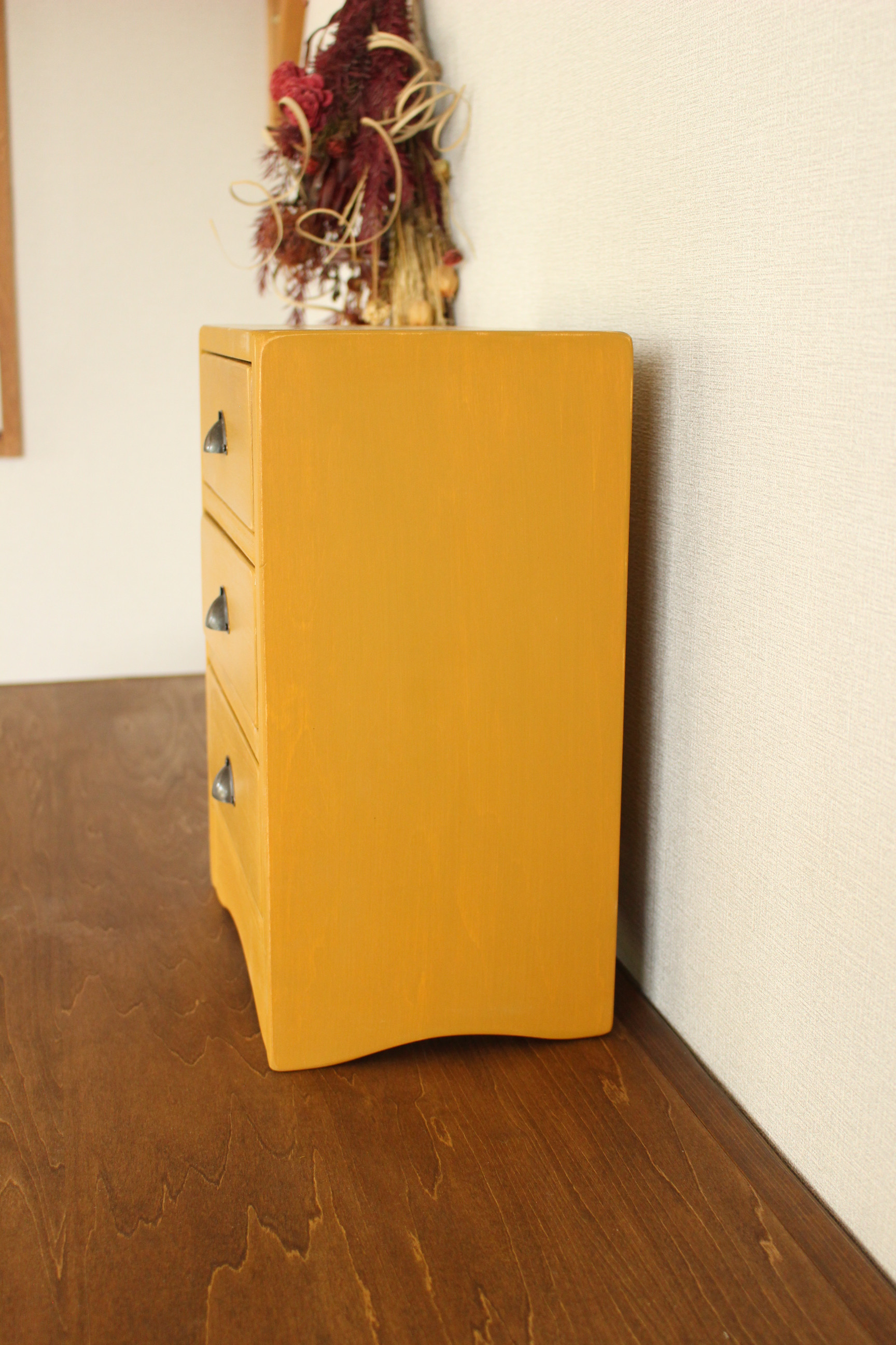 サイズオーダー可！○仕切り段差キャビネット○ナチュラルブラウン