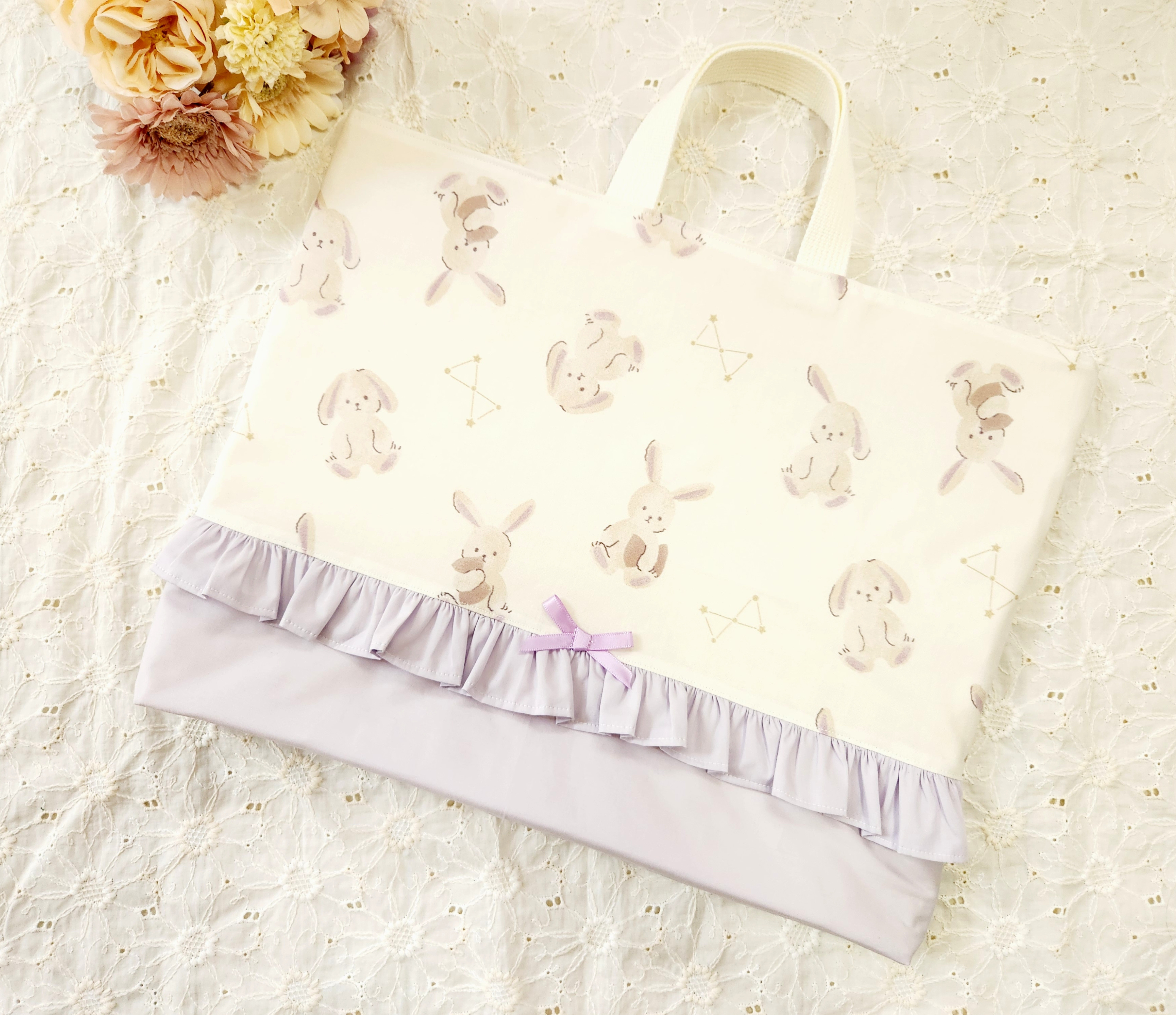 レッスンバック 手提げ 絵本袋 ラビット うさぎ 女の子