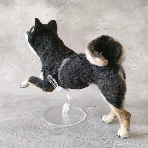 黒柴さん（スタンド付き）〈24071〉 羊毛フェルト 羊毛わんこ 福