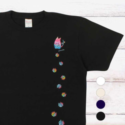 Tシャツ 猫 デザイン 「ニャンとも心地よい」 黒 白 ネイビー アイボリー tシャツ ｔしゃつ ブラック ホワイト 1枚目の画像