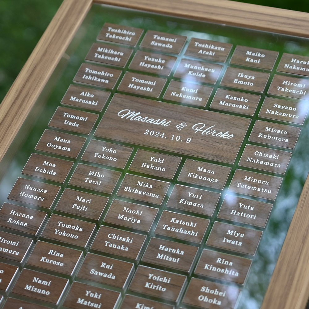 ゲスト参加型 【ウッドフレームとウッドピースの結婚証明書 クリア背景 A4, A3サイズ】ウェディング 結婚式 木製