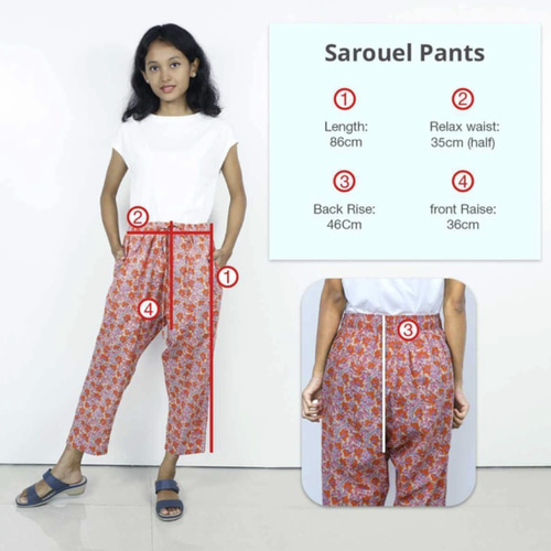 草木染め手染めコットンシルクサルエルパンツ ロングパンツ Jonno 通販