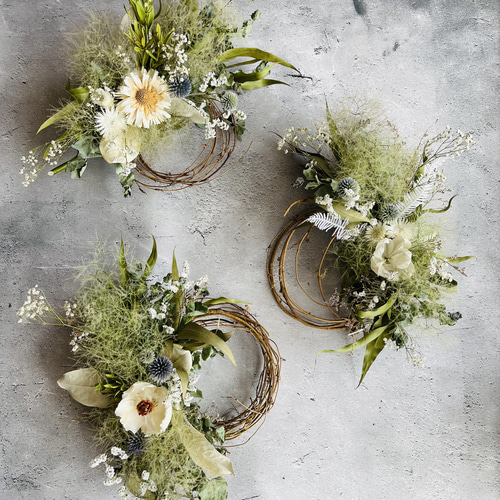 SALE ¥4500→¥4000 スモークツリーリース 3種類ドライフラワー ギフト