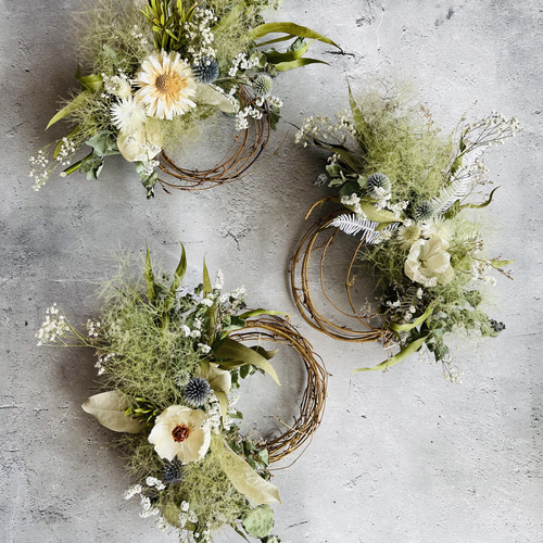 SALE ¥4500→¥4000 スモークツリーリース 3種類ドライフラワー ギフト