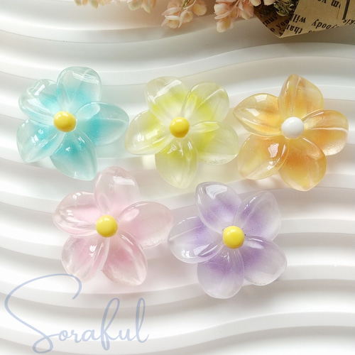 5色セット】水菓子みたいな涼しげなお花たち クリア フラワー  