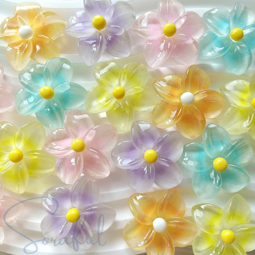 5色セット】水菓子みたいな涼しげなお花たち クリア フラワー  