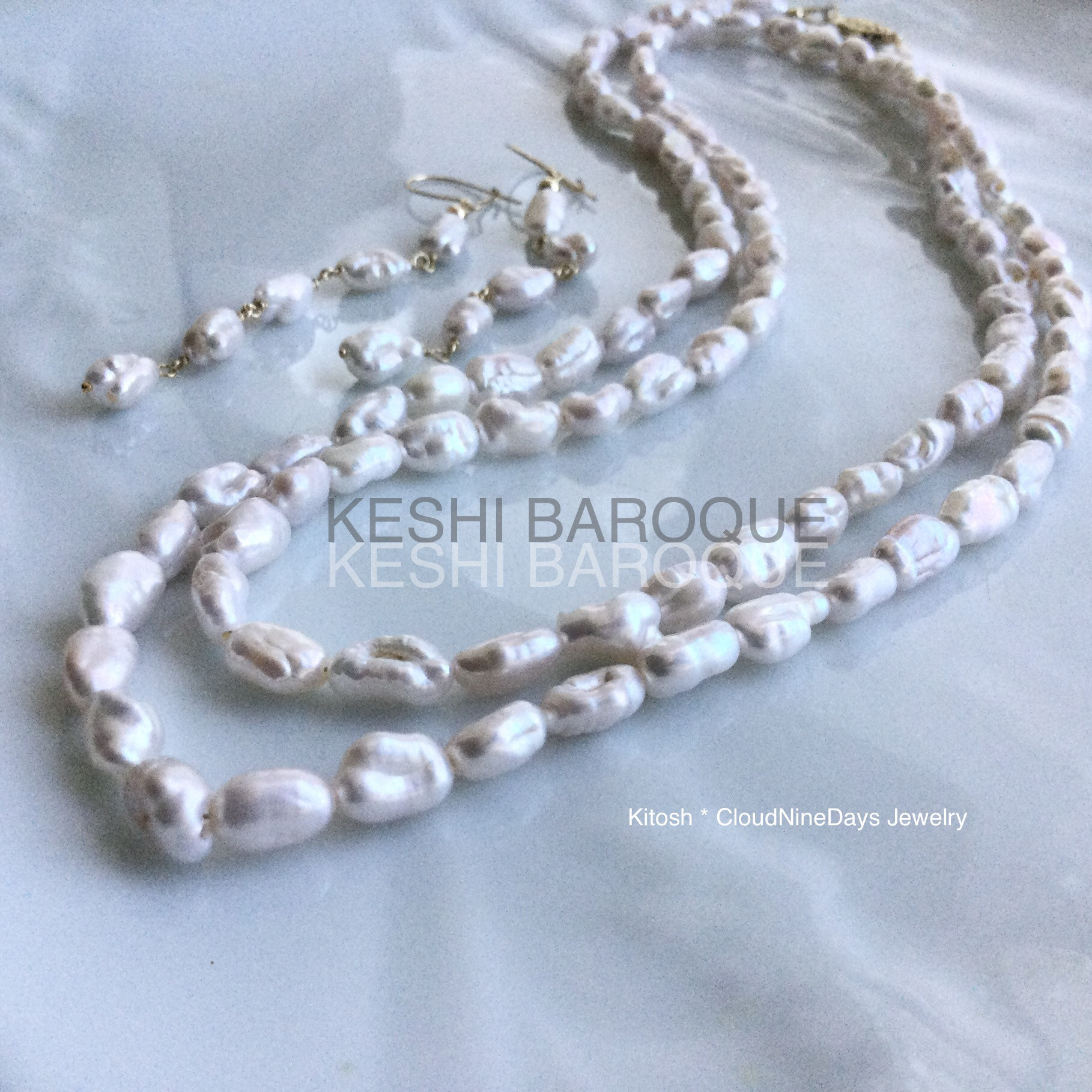 芥子バロック桜色80cmオペラネックレス&ピアス⚫︎ケシパールネックレス⚫︎ピアス付でエレガンスの完成⚫︎14kgf製 8,892円