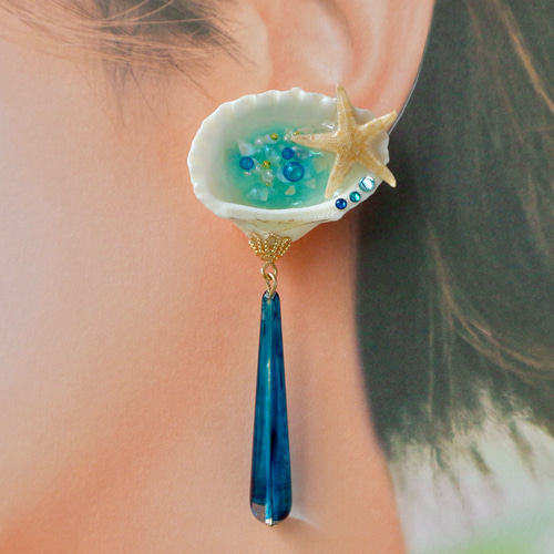 海の貝殻イヤリング/ピアス イヤリング・ノンホールピアス Tripblue 