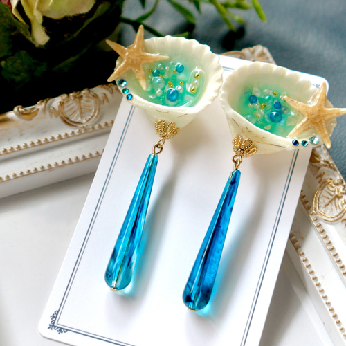 海の貝殻イヤリング/ピアス イヤリング・ノンホールピアス Tripblue 