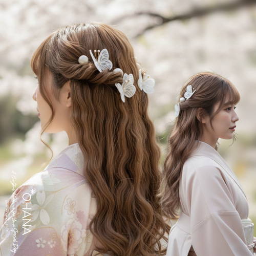 蝶々飾り 1本〜 成人式 髪飾り ダブル蝶 浴衣 振袖 ポイント髪飾り