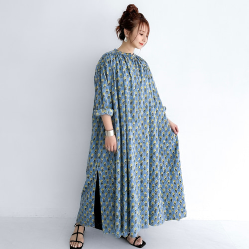 期間限定SALE】インド綿 ブロックプリントのロングシャツ
