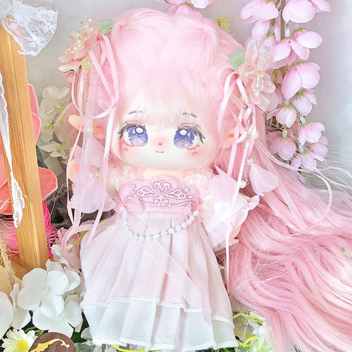 20cm 着せ替えぬいぐるみ 無属性 ピンクの髪と紫の目女の子 着せ