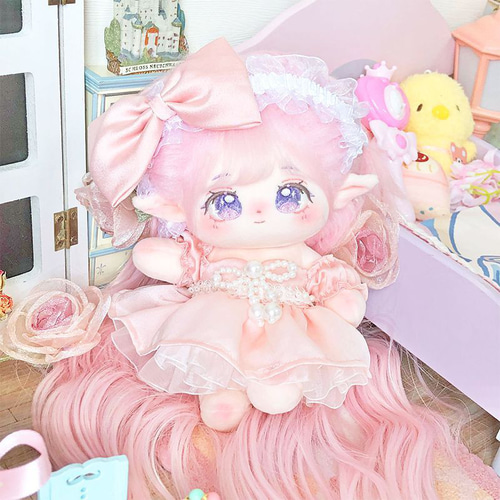 20cm 着せ替えぬいぐるみ 無属性 ピンクの髪と紫の目女の子 着せ