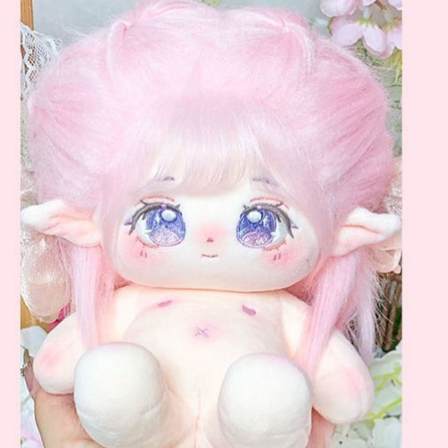 20cm 着せ替えぬいぐるみ 無属性 ピンクの髪と紫の目女の子 着せ