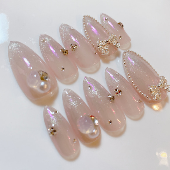 サイズオーダー ミラーネイル マグネットフレンチ ネイルチップ  