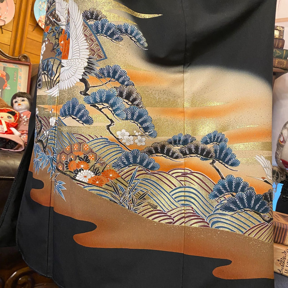 和洋折衷 黒留袖 着物 リメイク ワンピース ドレス 洗える 化繊 古着 舞鶴×金×黒/ブラック TKW-43 着物 和洋折衷 黒留袖 リメイク ワンピース ドレス 洗える 化繊 古着 舞鶴×金×黒/ブラック TKW 浴衣 ﾟ❀·°⟡ ⎯⎯⎯⎯⎯⎯⟡ ·❀·°✿ *･