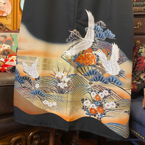 和洋折衷 黒留袖 着物 リメイク ワンピース ドレス 洗える 化繊 古着 舞鶴×金×黒/ブラック TKW-43 着物 和洋折衷 黒留袖 リメイク ワンピース ドレス 洗える 化繊 古着 舞鶴×金×黒/ブラック TKW 浴衣 ﾟ❀·°⟡ ⎯⎯⎯⎯⎯⎯⟡ ·❀·°✿ *･