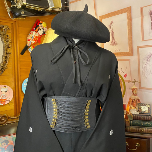 和洋折衷 黒留袖 着物 リメイク ワンピース ドレス 洗える 化繊