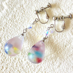 琉球ガラスのマットな雫イヤリング・ピアス イヤリング