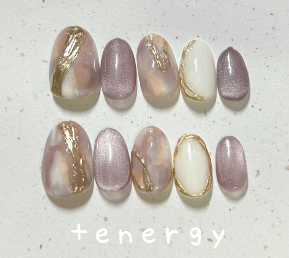 お着物に♡クリアベージュのニュアンスネイルチップ*成人式