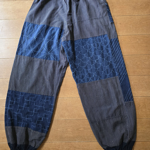 100cm大魚　手作りハンドメイドデニム秋冬パッチワーク刺し子藍染コート 100cm大魚手作りハンドメイドデニム秋冬パッチワーク刺し子藍染
