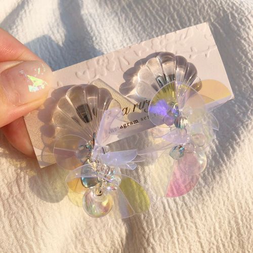 no.676 人魚姫のゆらゆらピアス マーメイド シェル Mermaid クリア  