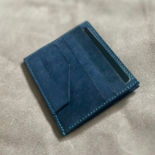 薄くて小さなフラグメントケース【ネイビー（ステッチ