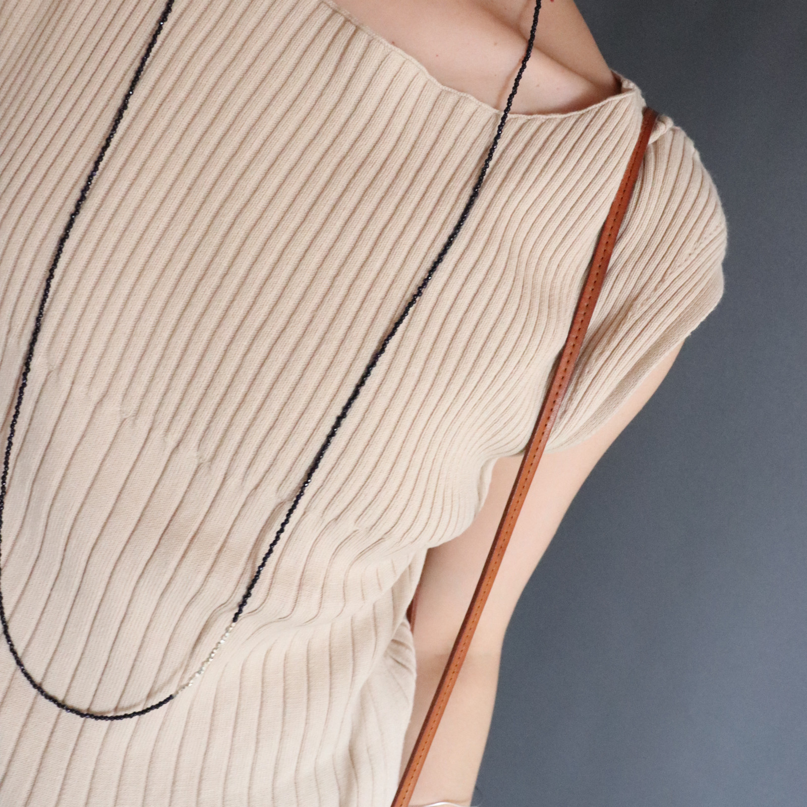 数量限定【青い砂×silver】ネックレス/silverビーズ /ブルーサンドストーン/ロング/100
