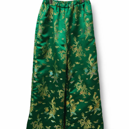 龍×鳳凰 チャイナセットアップ:グリーン セットアップ Hand Made :SSD  