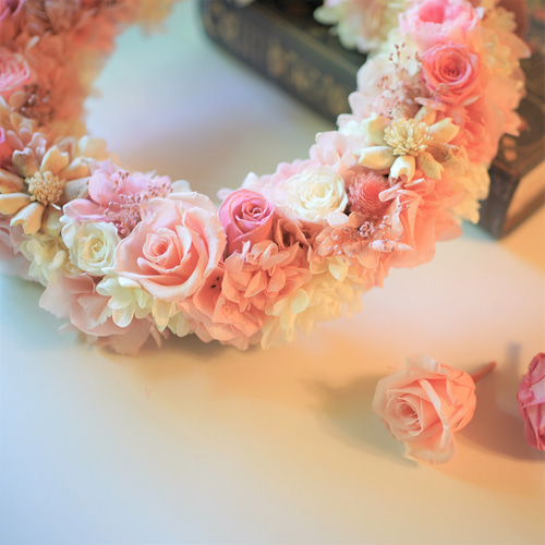 1周年セール】大きいふわふわリース 癒し リース バラ ピンク