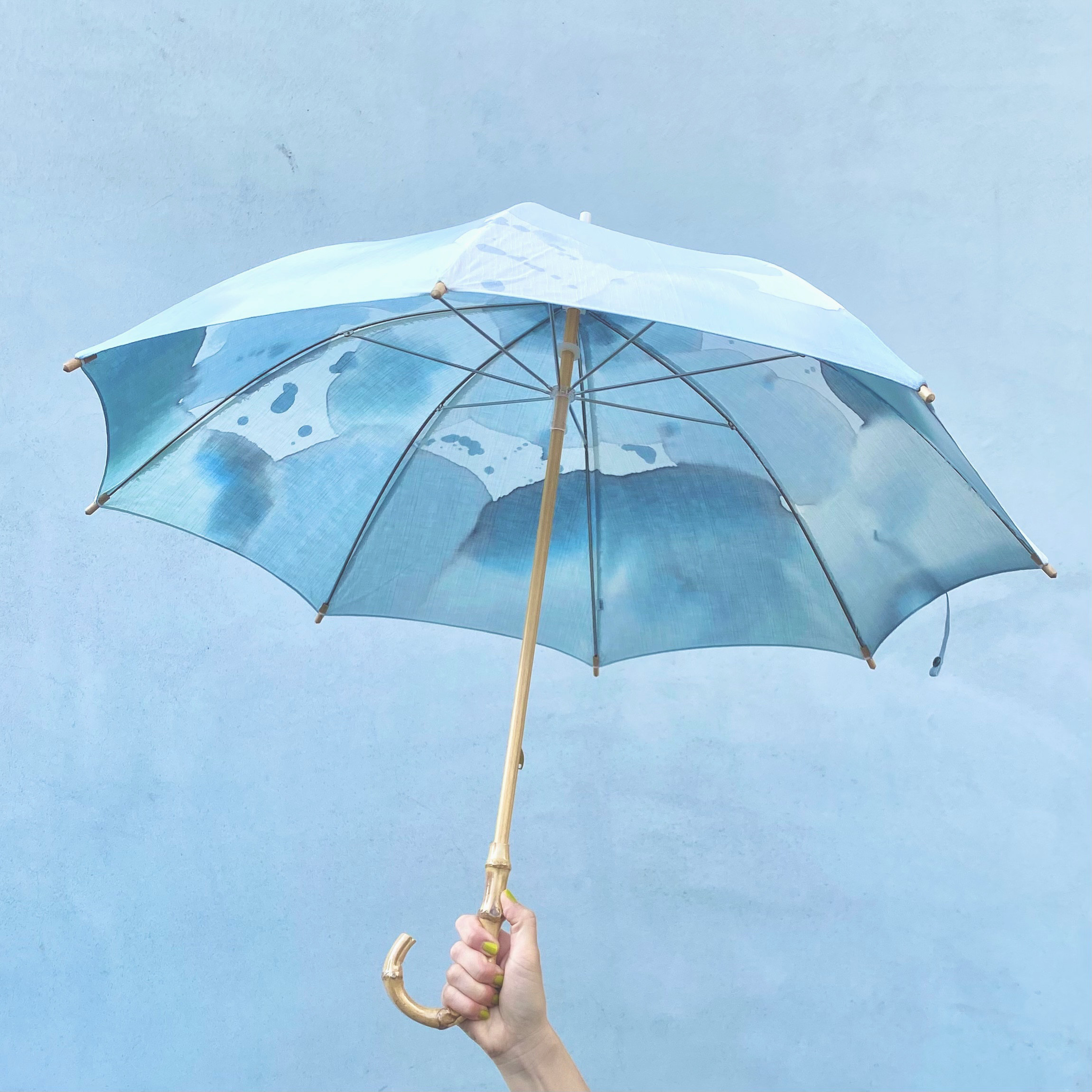 手染めの日傘 UVカット加工付・コットンパラソル / Palette - gray