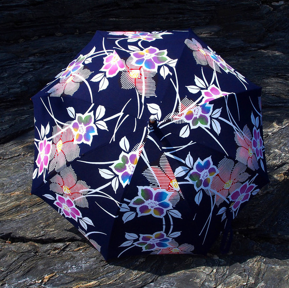 着物リメイク日傘＊花柄の浴衣反物から作った日傘, Kimono