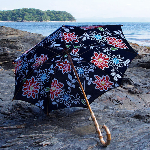 着物リメイク日傘＊花柄の浴衣反物から作った日傘, Kimono